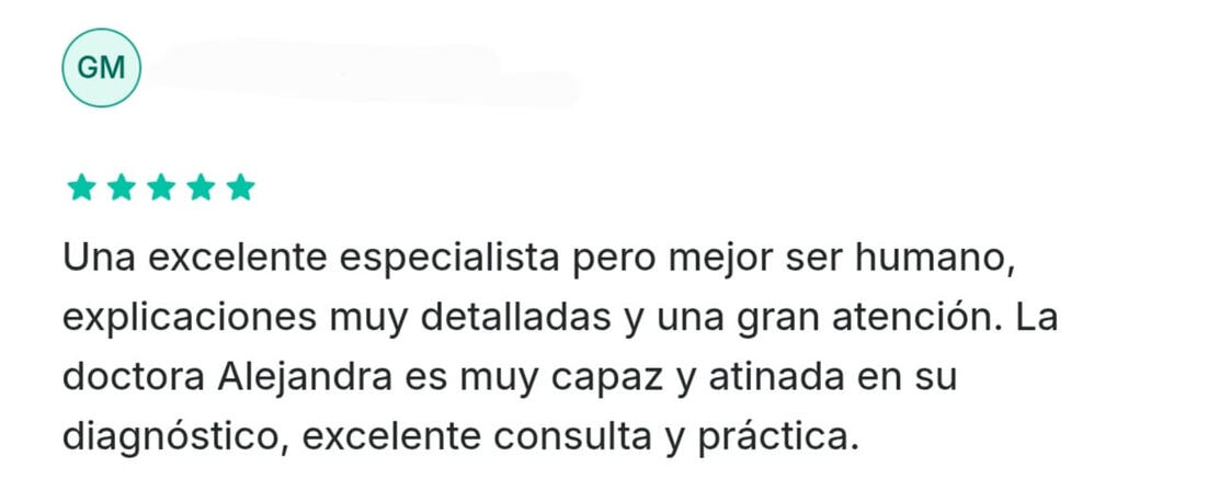 Opinión 5 de una paciente de la Dra. Ale Jurado en Doctoralia