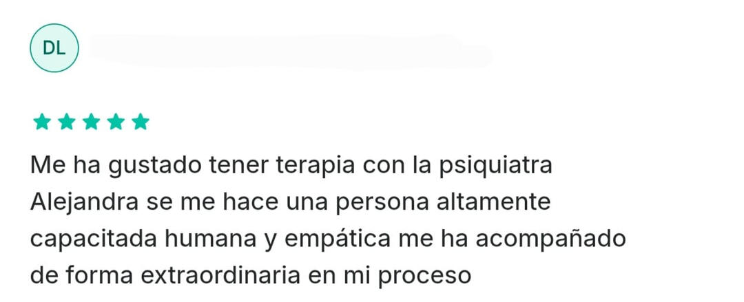 Opinión 1 de una paciente de la Dra. Ale Jurado en Doctoralia