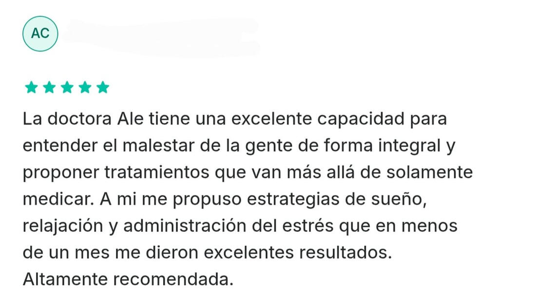 Opinión 3 de una paciente de la Dra. Ale Jurado en Doctoralia